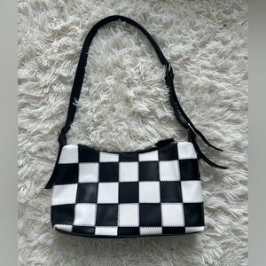 Checkered Black and White Women's Shoulder Bag